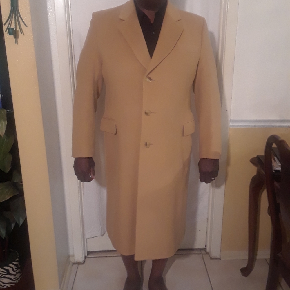 Saks Fifth Avenue 100% Cashmere silk tan coat coat - Picture 5 of 6